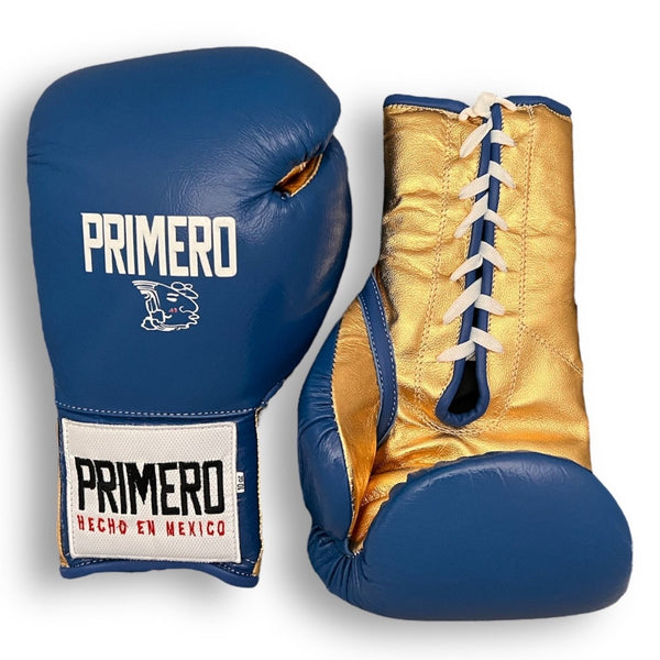 GUANTES DE BOXEO PROFESIONAL AZUL METALIZADO