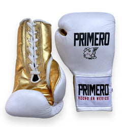 White & Gold Professional Boxing Gloves