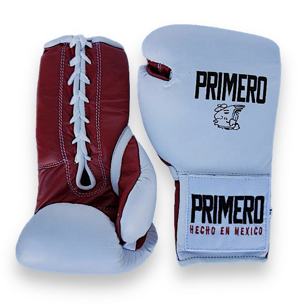 White & Red Professional Boxing Gloves