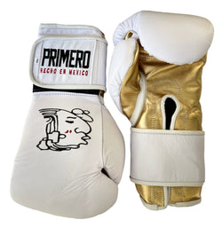 White & Gold Velcro Professional Training Gloves