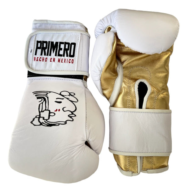 White & Gold Velcro Professional Training Gloves